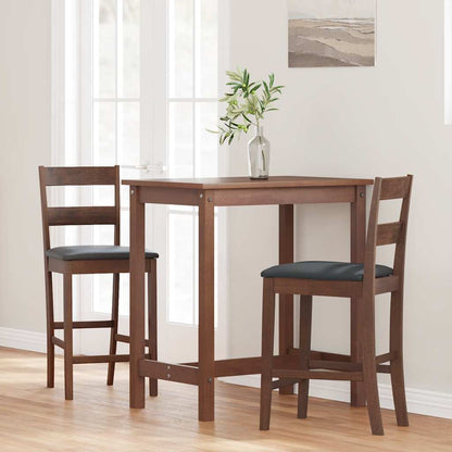 Taburetes De Bar Con Cojines 2 Uds Madera Maciza Marrón Caucho_1