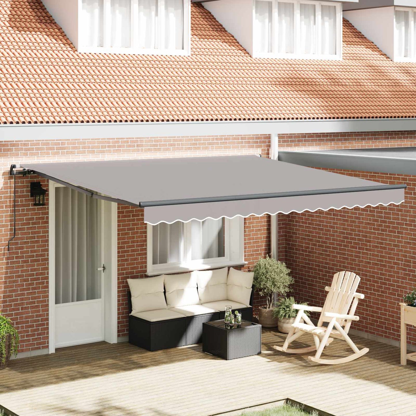 Toldo Retráctil Gris Claro 400 X 300 Cm Poliéster Y Aluminio_1
