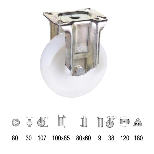 Rueda Industrial Nylon Placa Fija   80 Mm._0