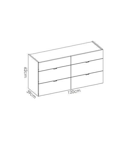 Comoda Doble 6 Cajones Begijar En Acabado Blanco 62 Cm(alto)120 Cm(ancho)39 Cm(largo)_2