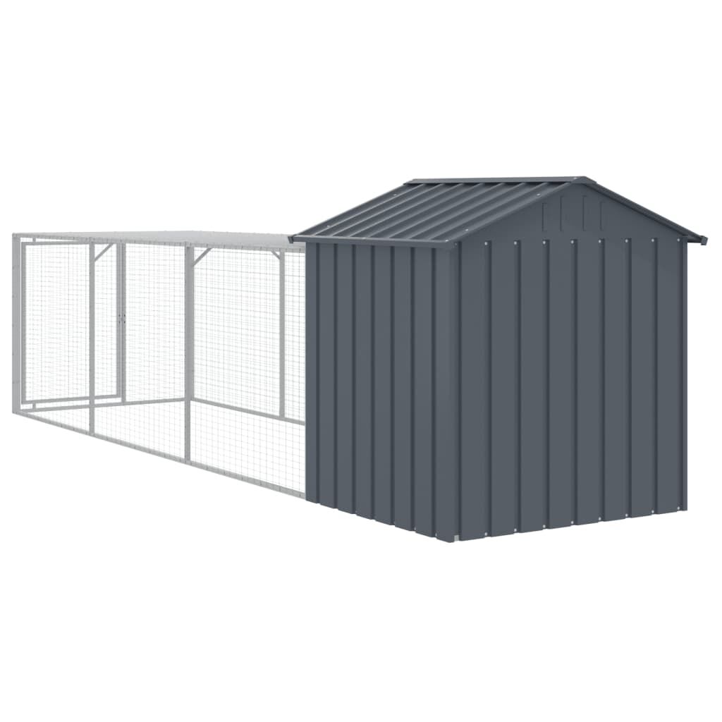 Vidaxl Gallinero Con Corral Acero Galvanizado Gris 117x405x123 Cm_4