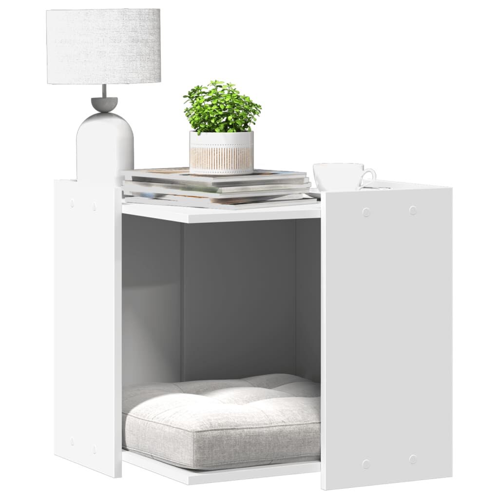 Vidaxl Mueble Arenero Para Gatos Madera Ingeniería Blanco 53x53x51 Cm_1