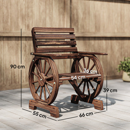 Outsunny Silla De Jardín Exterior De Madera Diseño Rueda Carreta Carbonizado_2