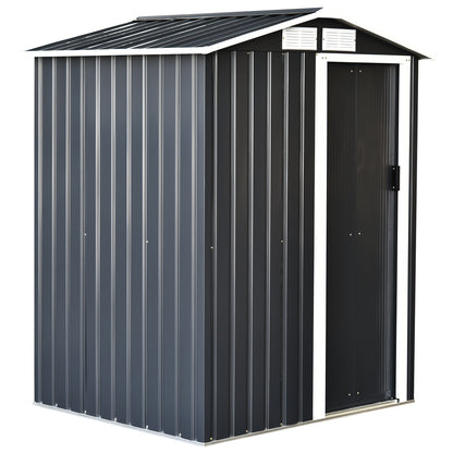 Outsunny Caseta De Jardín Metálica 150x130x186cm Con Techo Inclinado 4 Ventanas_0