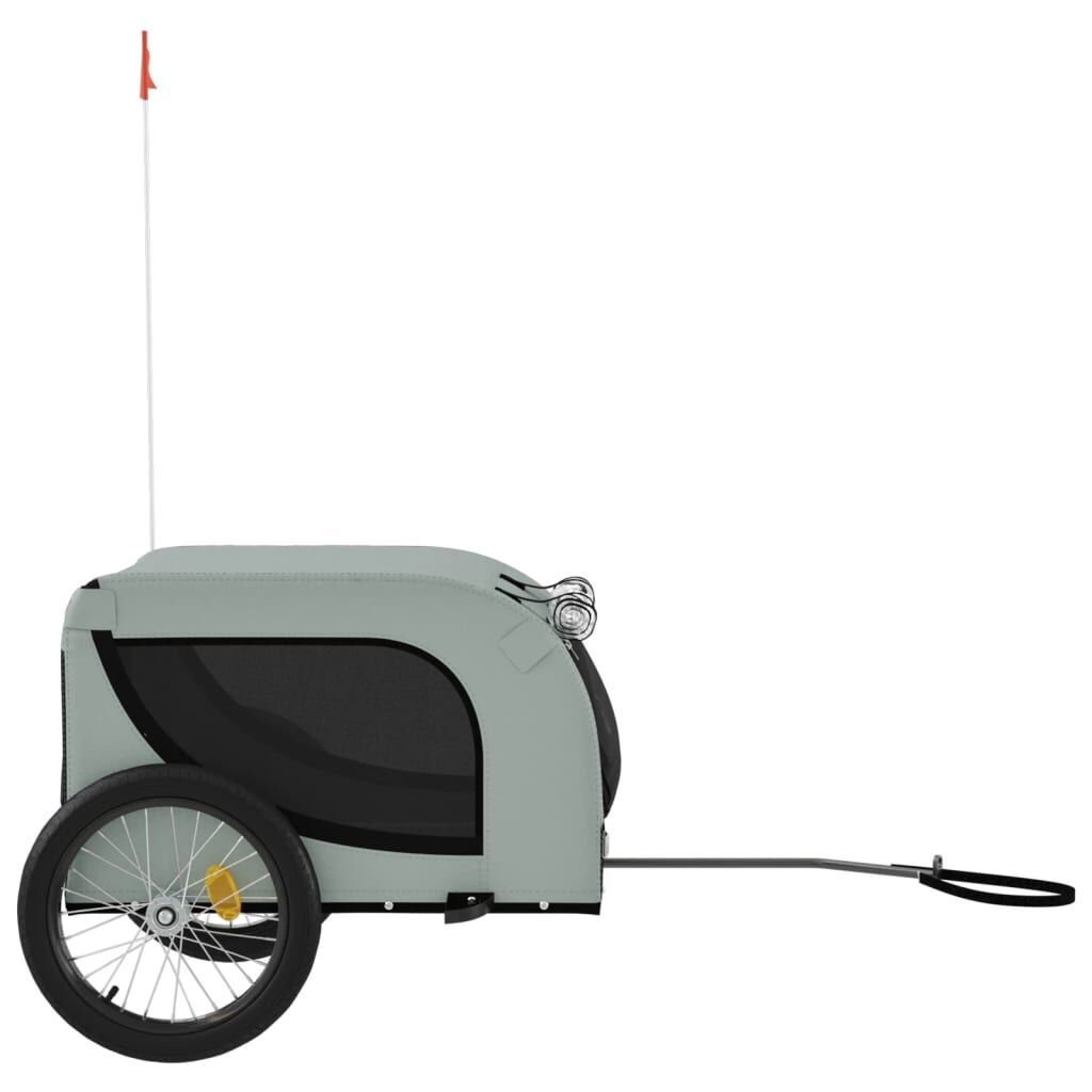 Vidaxl Remolque De Bicicleta Mascotas Hierro Tela Oxford Gris Negro_4