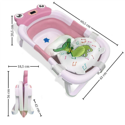 Bathby Bañera Plegable Para Bebés Recién Nacidos, Cojín Rana, Termómetro, Patas Antideslizantes (rosa Rana)