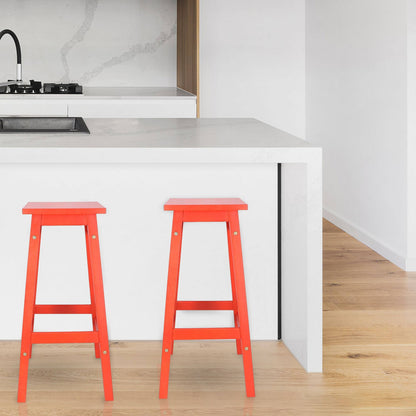 Well Home Juego De 2 Taburetes 'laira' En Madera De Pino Color Coral H.70cm_3