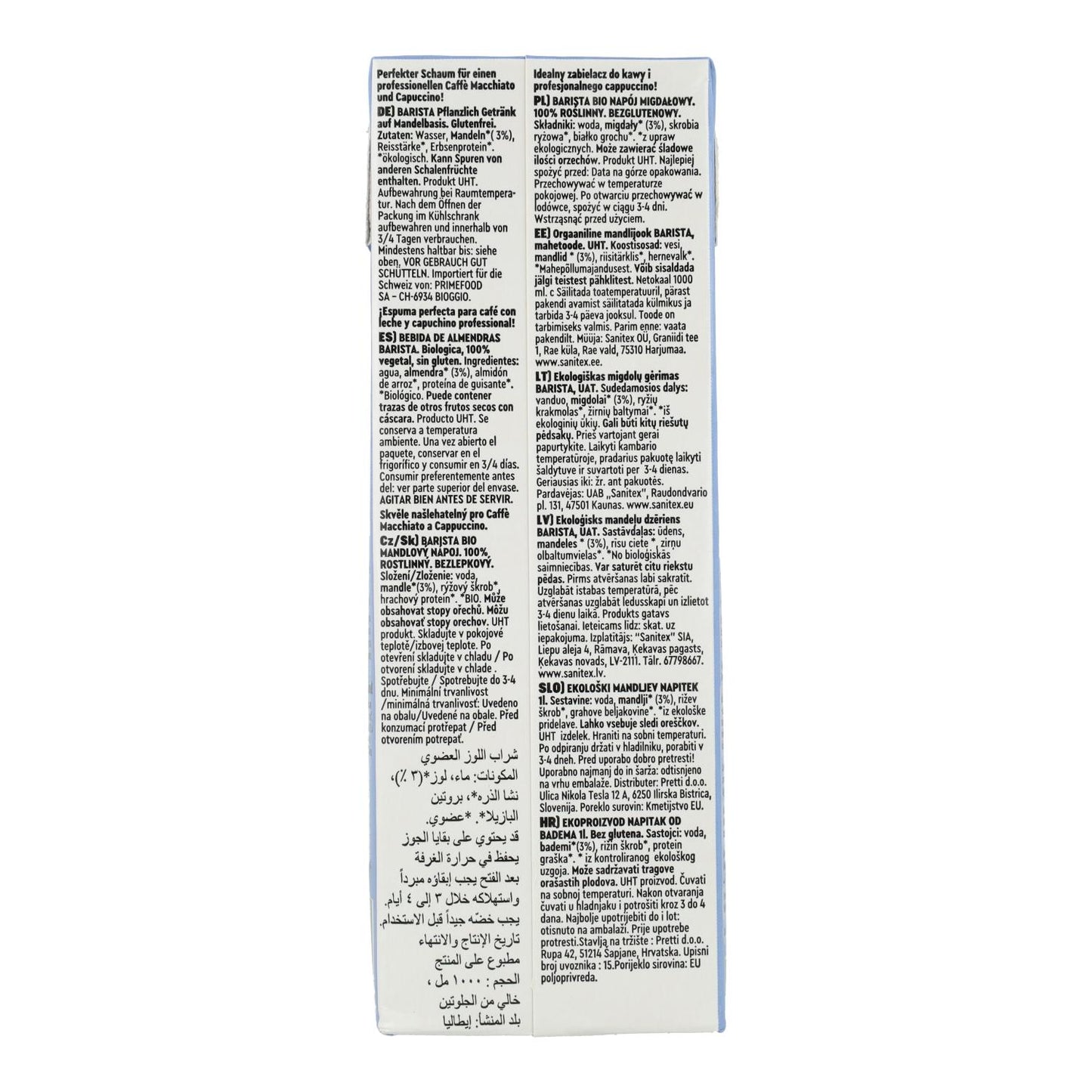 Bebida de Almendras Barista sin gluten BIO Vitariz 1 L