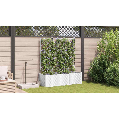 Vidaxl Maceta De Jardín Con Enrejado 3 Pcs Blanco 120 X 40 X 143 Cm Pp_3