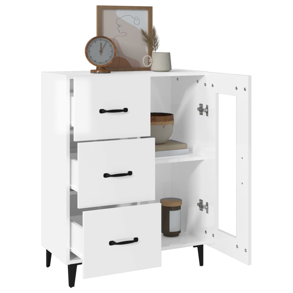Aparador De Madera Contrachapada Blanco Brillante 69,5x34x90 Cm / Vetonek_0