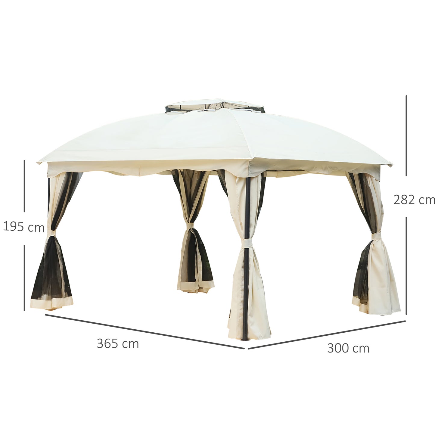 Outsunny Cenador Con Techo Gazebo Exterior 3x3.65x2.75m Con Pared Lateral_2