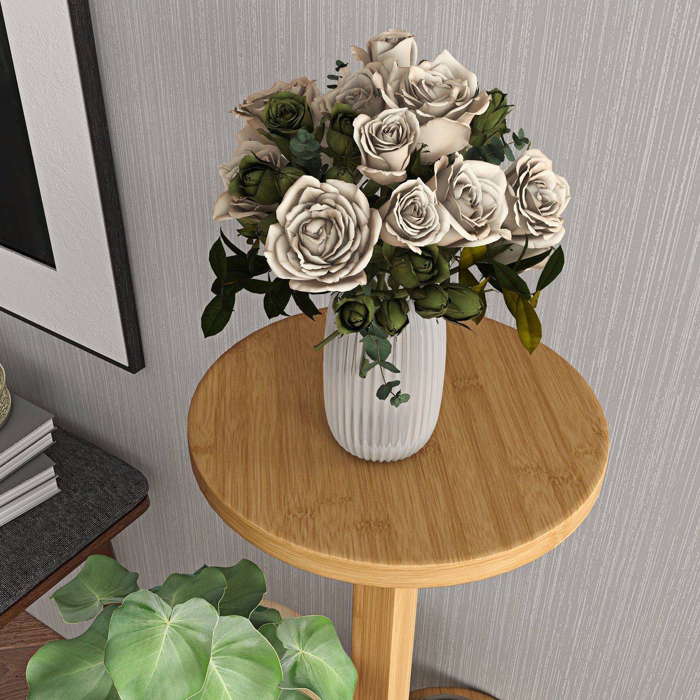 Outsunny Soporte Para Plantas De Bambú Con Ruedas 5 Niveles 33x33x90 Cm Natural_4