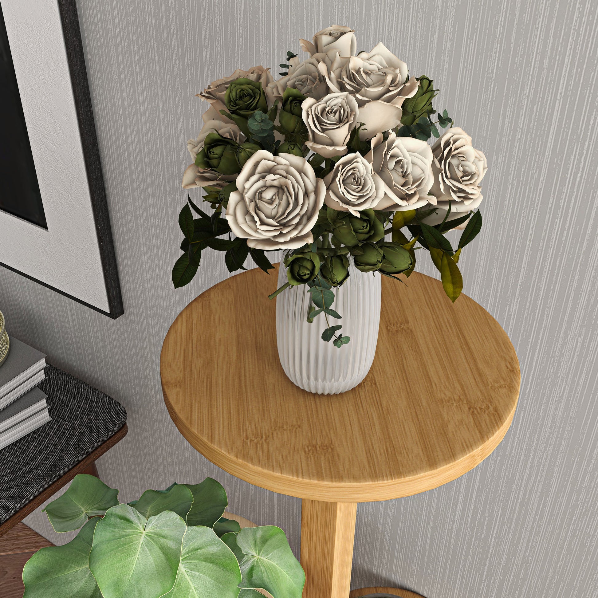 Outsunny Soporte Para Plantas De Bambú Con Ruedas 5 Niveles 33x33x90 Cm Natural_4