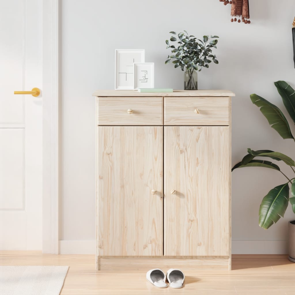 Mueble Zapatero Alta Madera Maciza De Pino 77x35x96 Cm / Vetonek_5