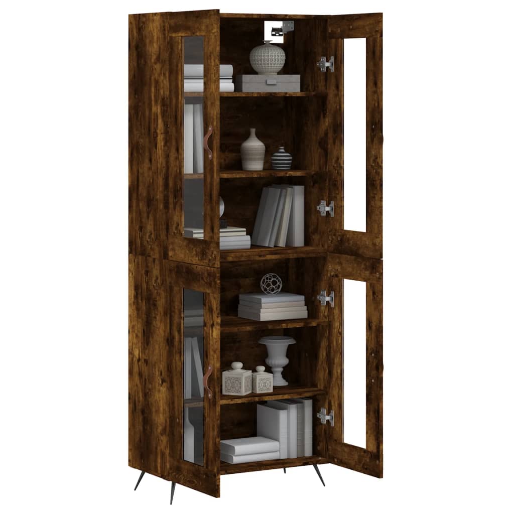 Aparador Alto Madera Contrachapada Roble Ahumado 69,5x34x180 Cm_2