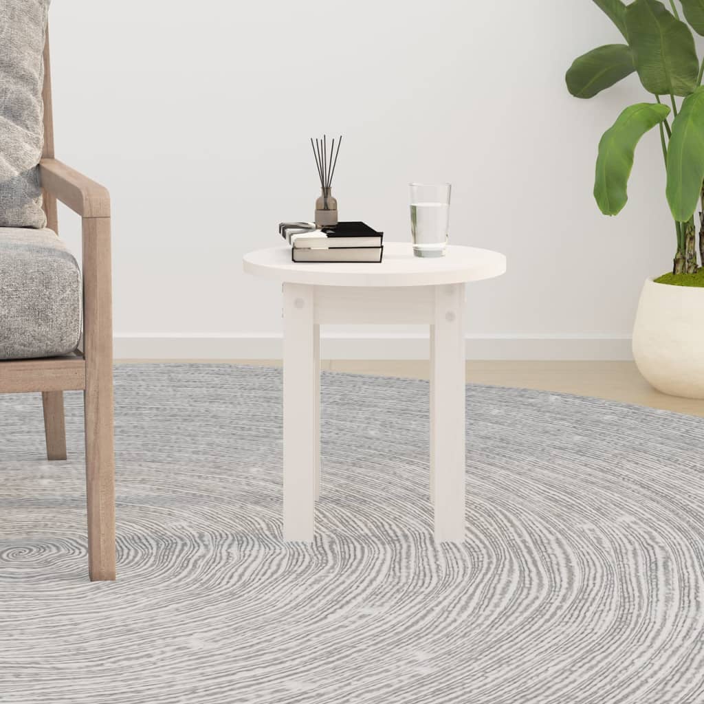 Mesa De Centro De Madera Maciza De Pino Blanco Ø35x35 Cm_1