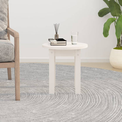 Mesa De Centro De Madera Maciza De Pino Blanco Ø35x35 Cm_1