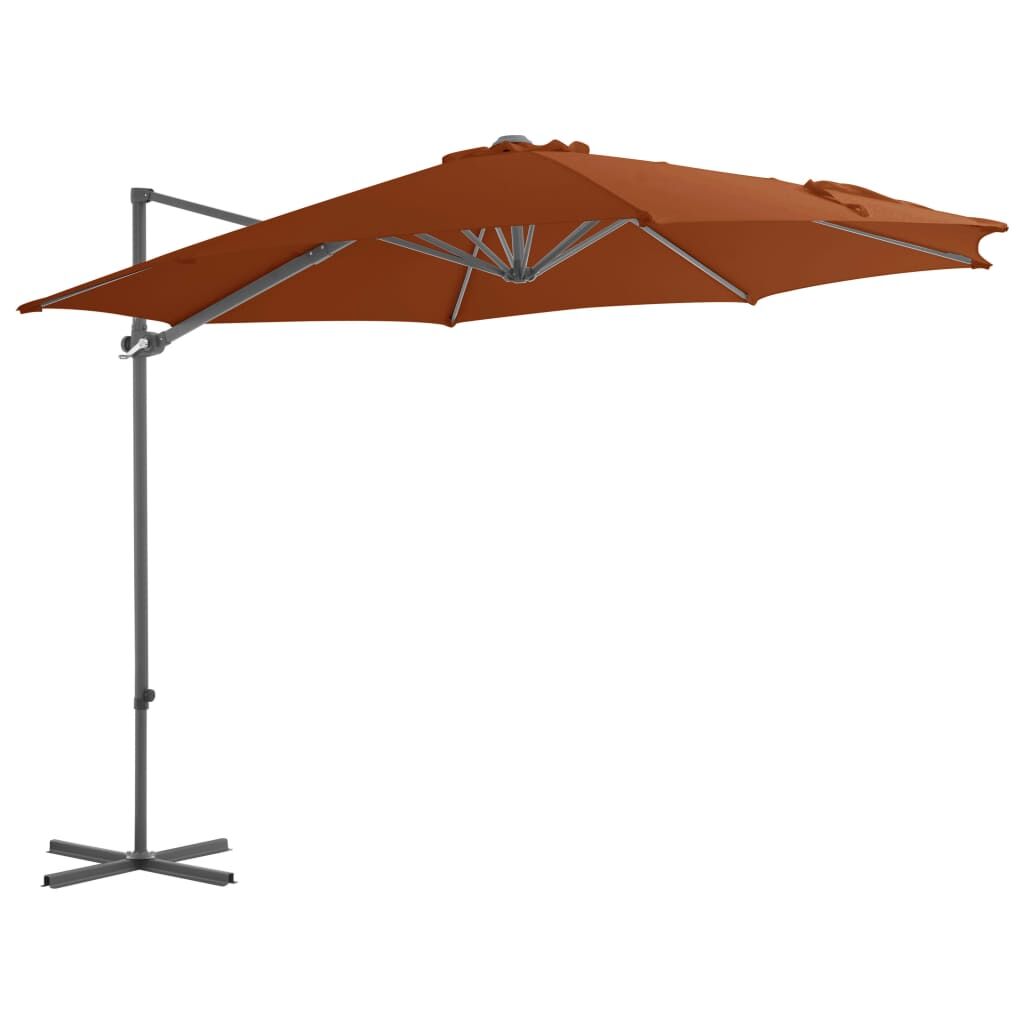 Vidaxl Sombrilla De Jardín Voladiza Con Palo De Acero Terracota 300 Cm_0
