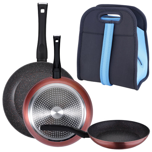 Pack De 3 Sartenes Ø20/24 Y 28 Cms + Bolsa Porta Alimentos En Neopreno_0