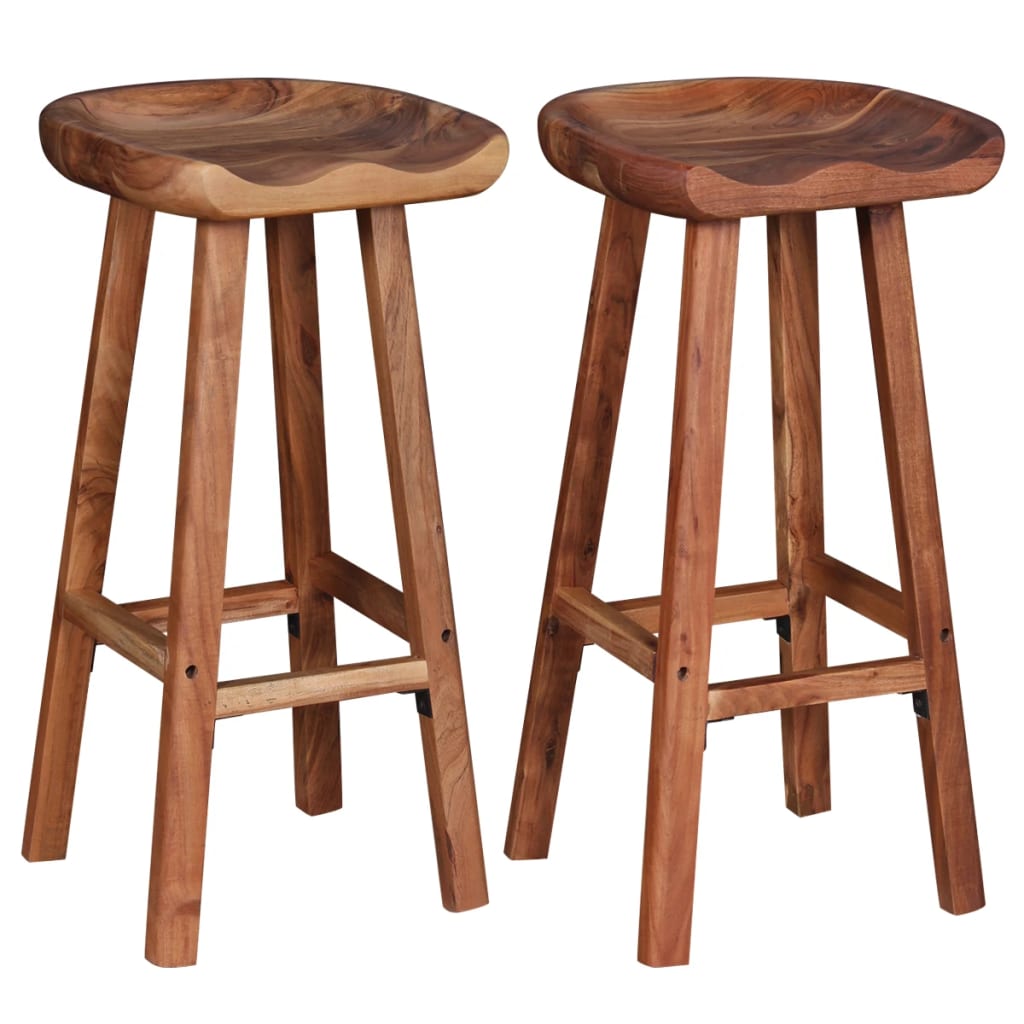 Taburetes De Barra De Cocina 2 Unidades Madera Maciza De Acacia_1