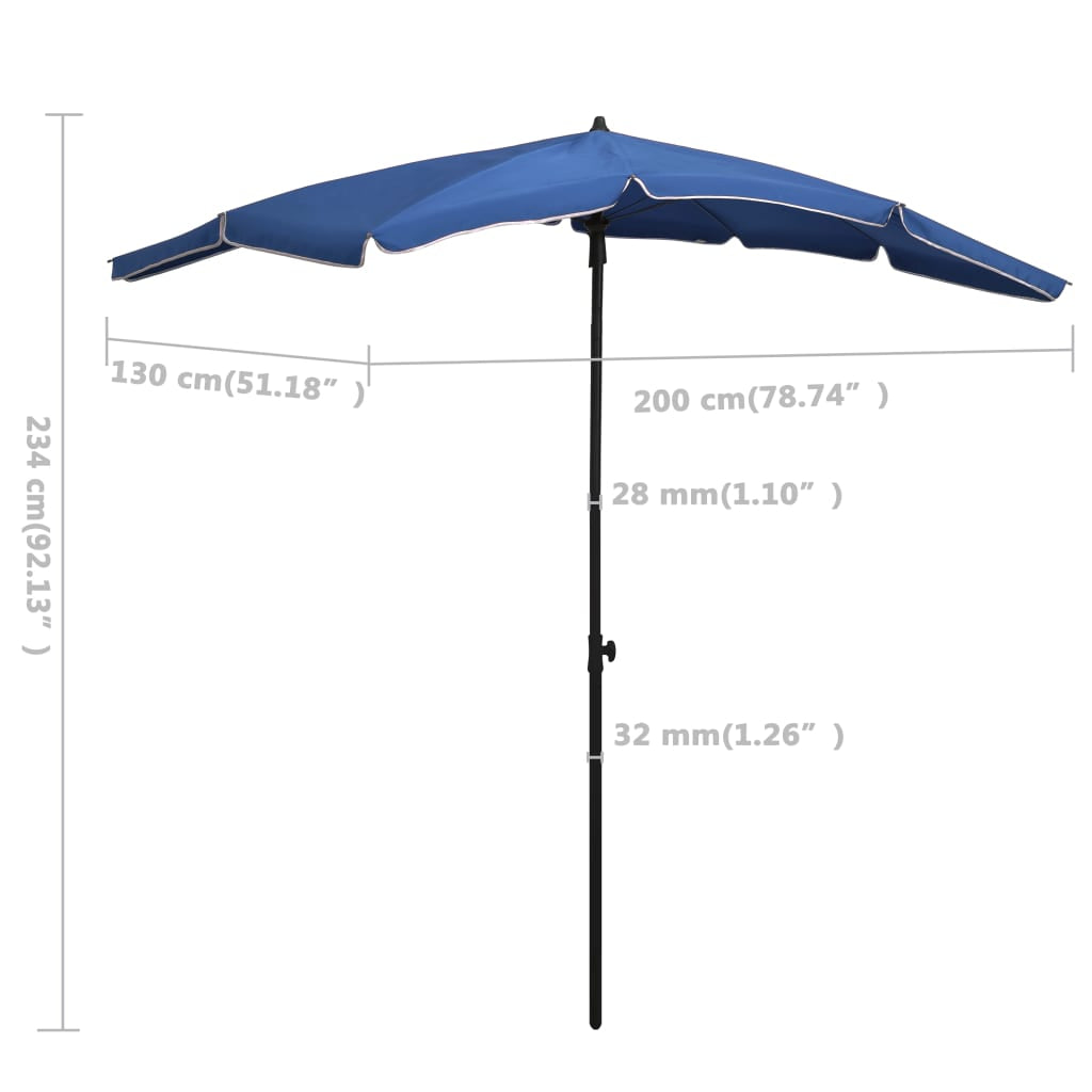 Vidaxl Sombrilla De Jardín Con Palo Azul Celeste 200x130 Cm_2