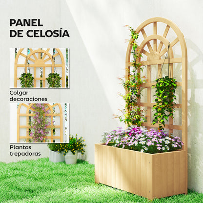 Outsunny Jardinera Con Enrejado De Madera_3