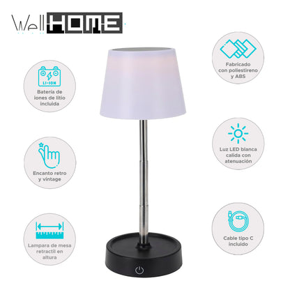 Well Home Lámpara De Mesa Retráctil Con Luz Led Smd Blanca Cálida_1