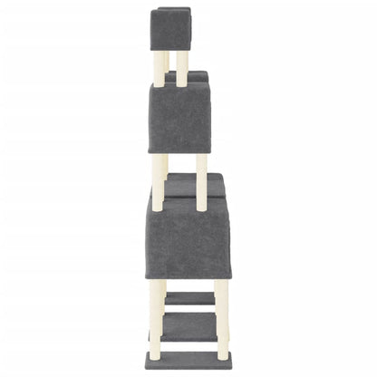 Vidaxl Rascador Para Gatos Con Postes De Sisal Gris Oscuro 199 Cm_3