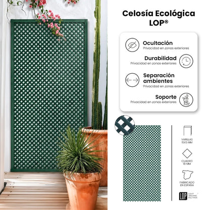 Pack Instalación Celosía Lop + 3 Perfiles + Kit Escuadras Verde 0,6x1,15 M_4