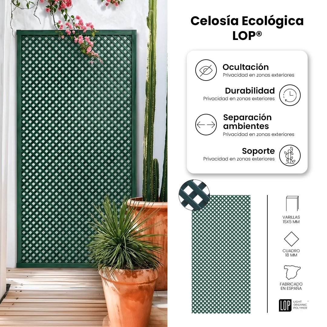 Pack Instalación Celosía Lop + 3 Perfiles + Kit Escuadras Verde 0.6x1.15 M_4
