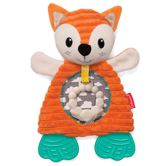 Infantino Go Gaga Cuddly Teether, Zorro De Peluche Con Mordedor De Silicona Para Exploración Sensorial Y Calmar Encías_0