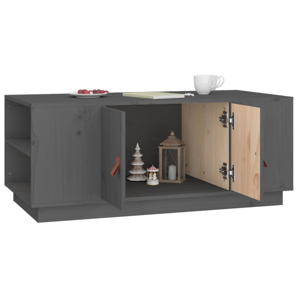 Mesa De Centro De Madera Maciza De Pino Gris 100x50x41 Cm_2