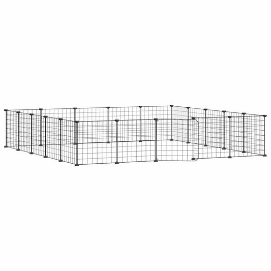 Vidaxl Jaula Para Mascotas De 20 Paneles Puerta Acero Negro 35x35 Cm_0