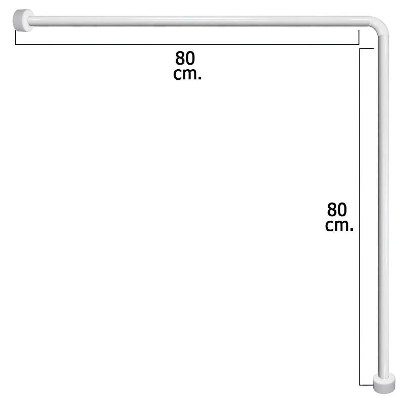 Barra Para  Cortina Ducha Universal Aluminio Blanco 80x80 Cm._0