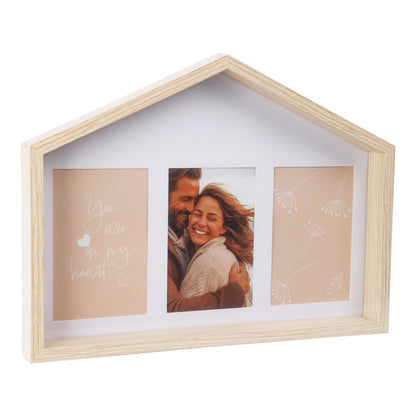Well Home Marco De Fotos En Forma De Casa Con Diseño Natural 36,6x4x27,2cm Para 3 Fotos_0