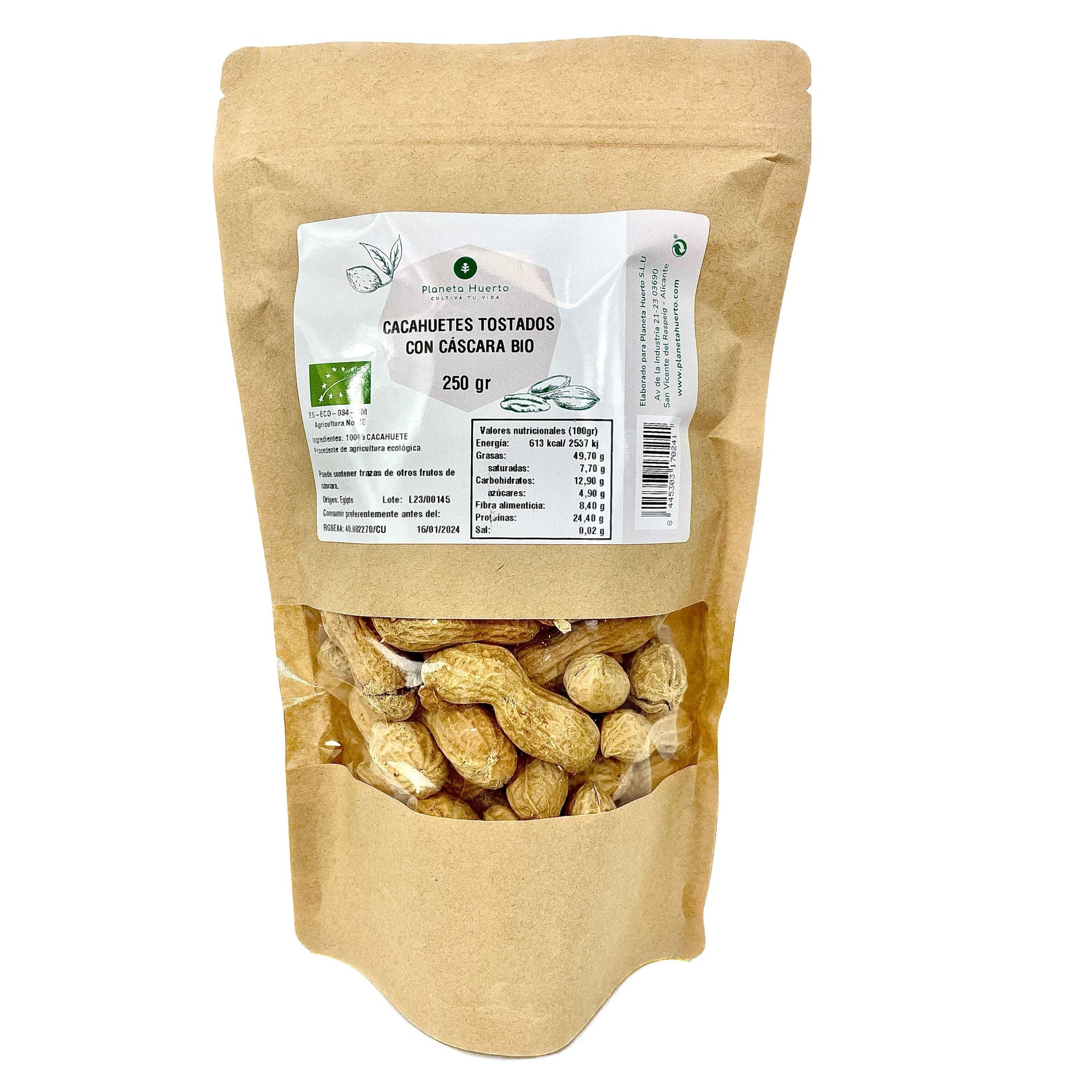 Cacahuetes tostados con cáscara ECO Planeta Huerto 250 g