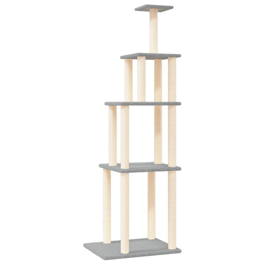 Vidaxl Rascador Para Gatos Con Postes De Sisal Gris Claro 183 Cm_0