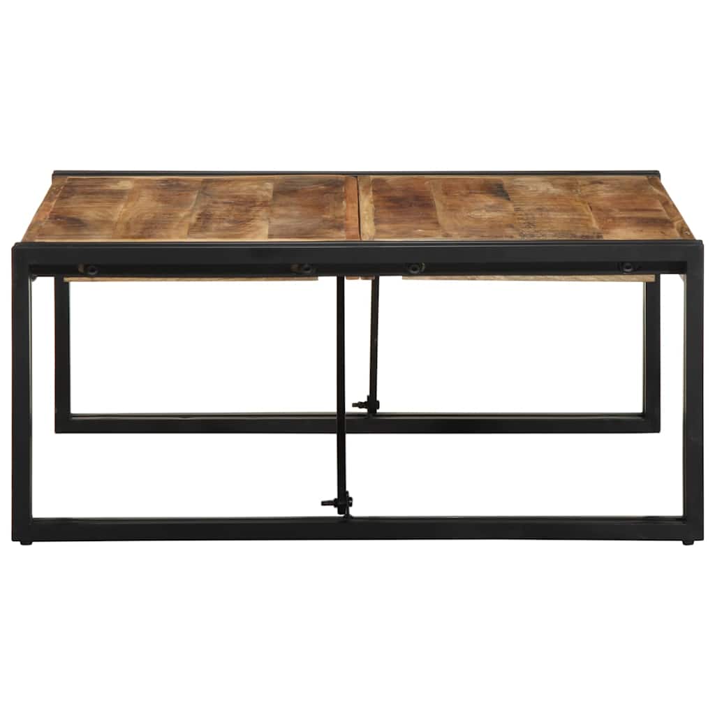 Mesa De Centro 80x80x35 Cm Madera Maciza De Mango Rugosa_1