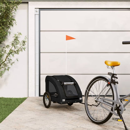 Vidaxl Remolque De Bicicleta Mascotas Hierro Tela Oxford Negro_1