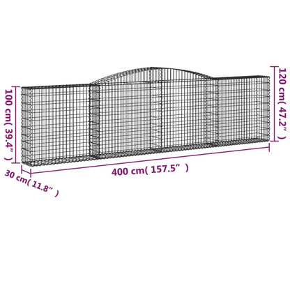 Cestas De Gaviones 6 Uds Forma De Arco Hierro 400x30x100/120 Cm_5