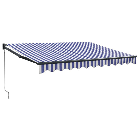 Toldo Retráctil Aluminio Y Tela Azul Y Blanco 3,5x2,5 M_0