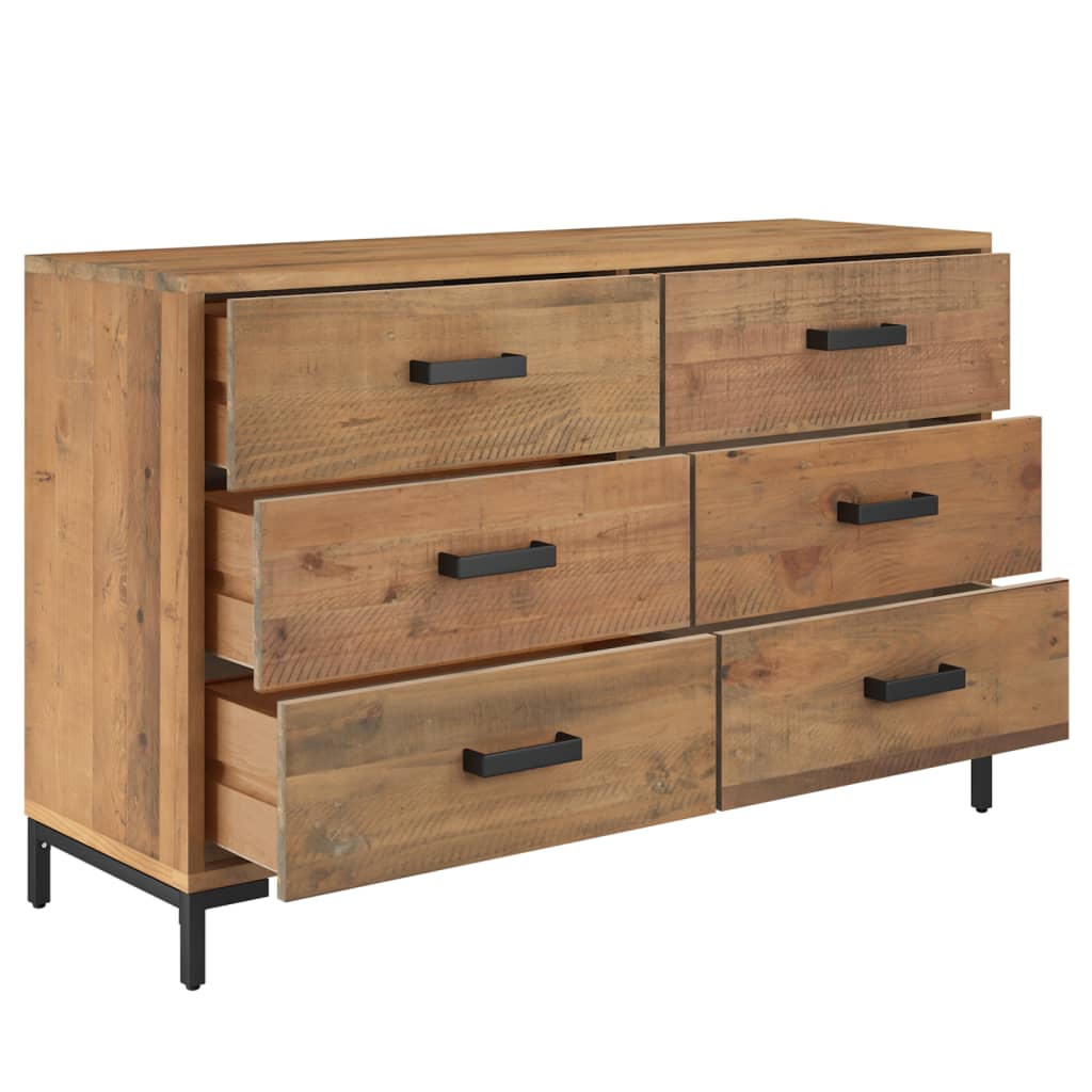 Aparador De Madera Maciza De Pino Marrón 110x35x70 Cm / Vetonek_2