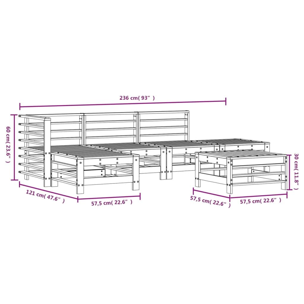 Vidaxl Juego De Muebles De Jardín 6 Piezas Madera Maciza De Pino_2