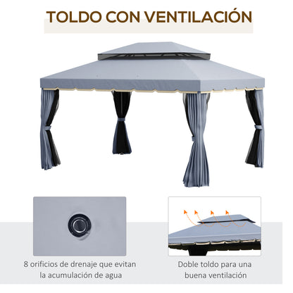 Outsunny Conjunto De 1 Cenador De Jardín 4x3 M Y 1 Techo De Repuesto_5