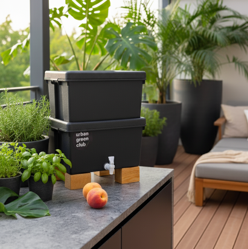 Lombricompostera Doméstica De Plástico Reciclado Urban Green Club - 38,5x30x46 Cm 32 L_1