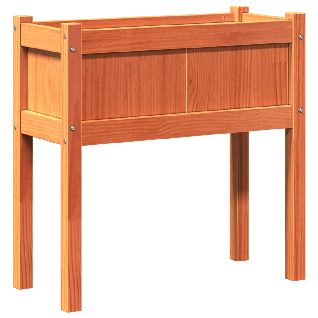 Jardinera Con Patas Madera Maciza Pino Marrón Cera 70x31x70 Cm_0