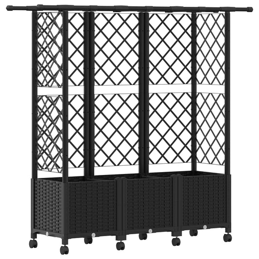 Cama Elevada Con Trellis Y Techo Negro 163,5 X 40 X 142 Cm Pp_0
