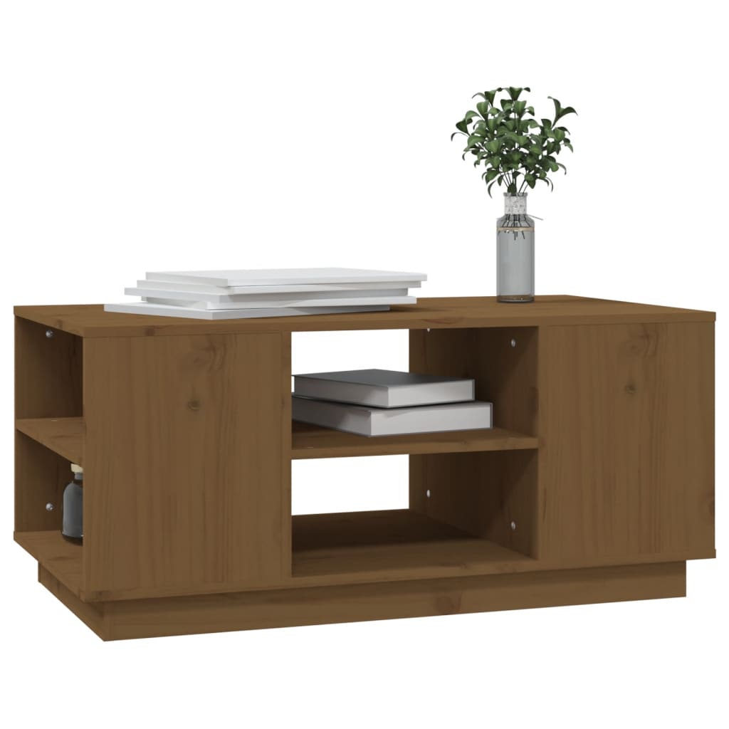Mesa De Centro Madera Maciza De Pino Marrón Miel 90x49x40,5 Cm_2