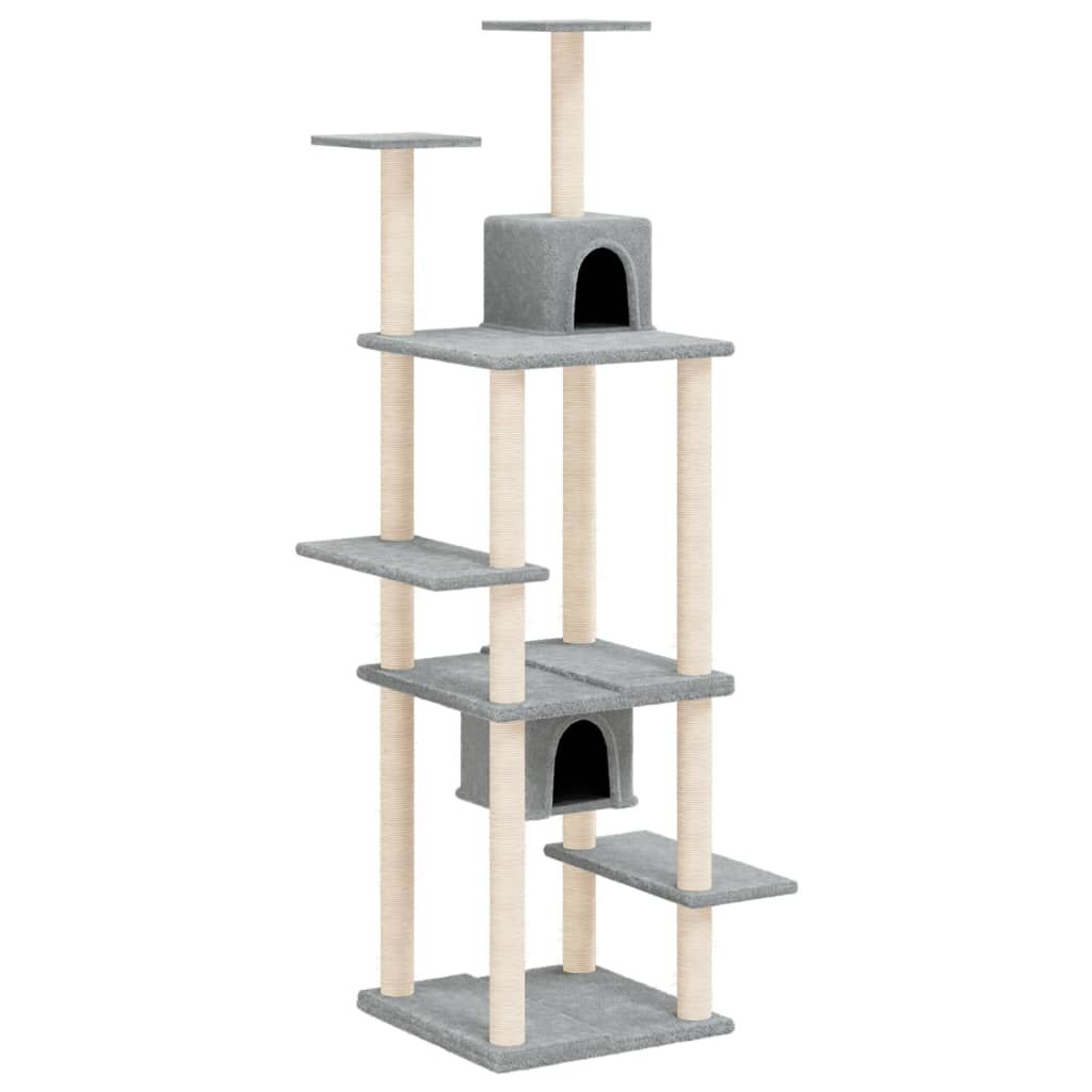 Vidaxl Rascador Para Gatos Con Postes De Sisal Gris Claro 176 Cm_0