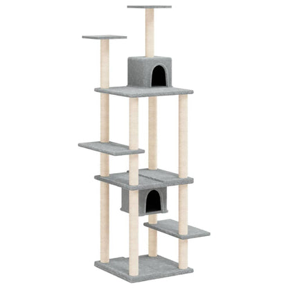 Vidaxl Rascador Para Gatos Con Postes De Sisal Gris Claro 176 Cm_0